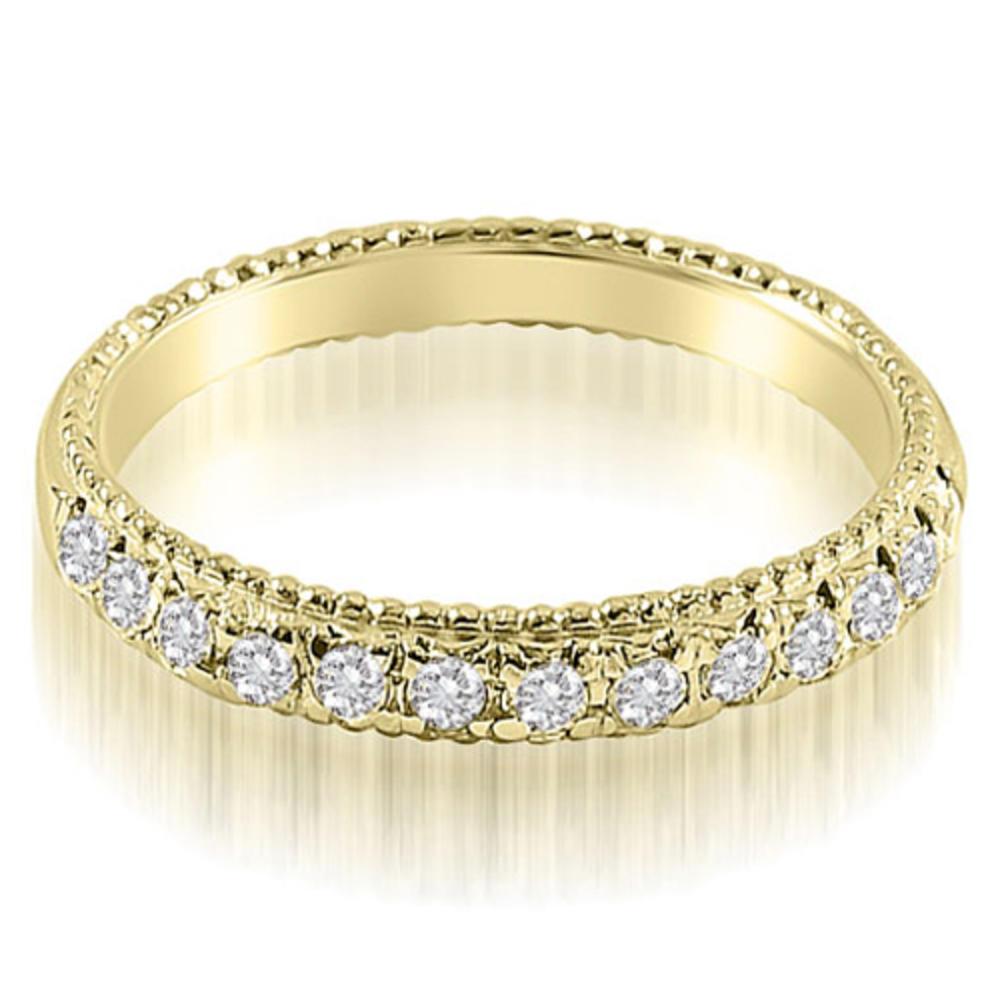 18K Yellow Gold 0.40 cttwAntique Style Milgrain Round Cut Diamond Wedding Ring (I1, H-I)