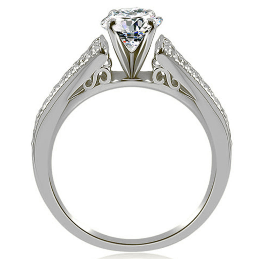 1.50 Cttw Round Cut Cathedral Set 14K White Gold Engagement, Wedding Rings
