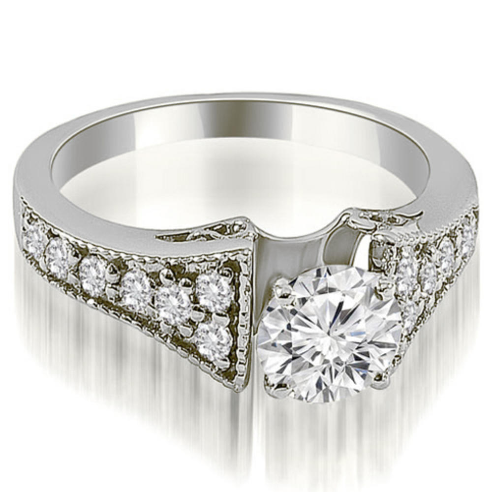 1.55 Cttw Round Cut 18K White Gold Diamond Engagement Set
