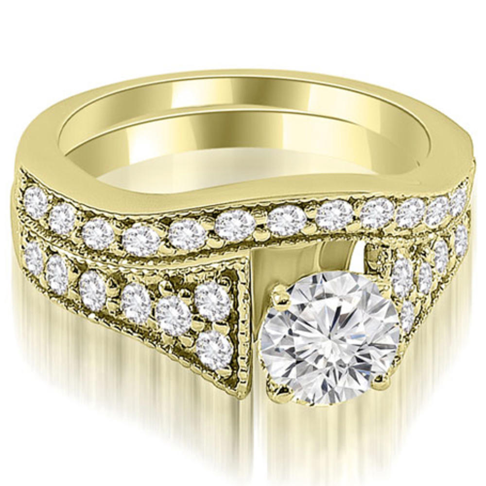 1.50 cttw Round-Cut 18k Yellow Gold Diamond Cathedral Bridal Set