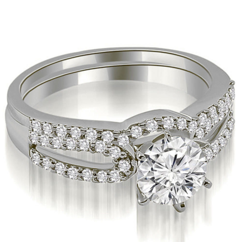 0.90 Cttw Round-Cut 14kK White Gold Diamond Bridal Set