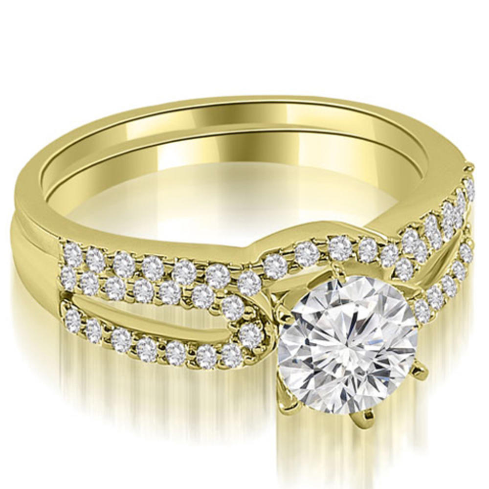 0.75 Cttw Round-Cut 14K Yellow Gold Diamond Split Shank Bridal Set