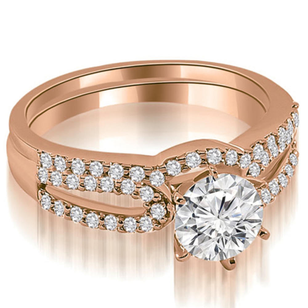 0.90 Cttw. Round Cut 18K Rose Gold Diamond Bridal Set