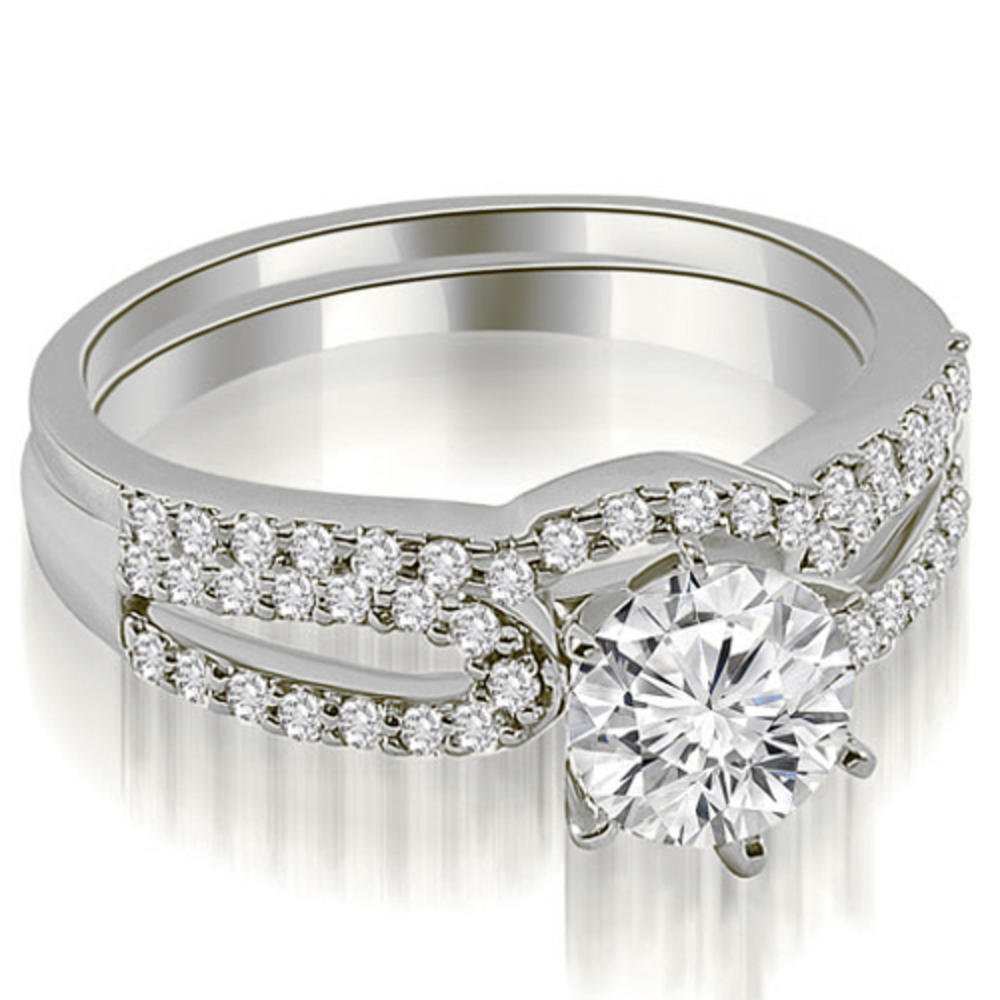 1.40 Cttw. Round Cut Diamond 18K White Gold Diamond Bridal Set