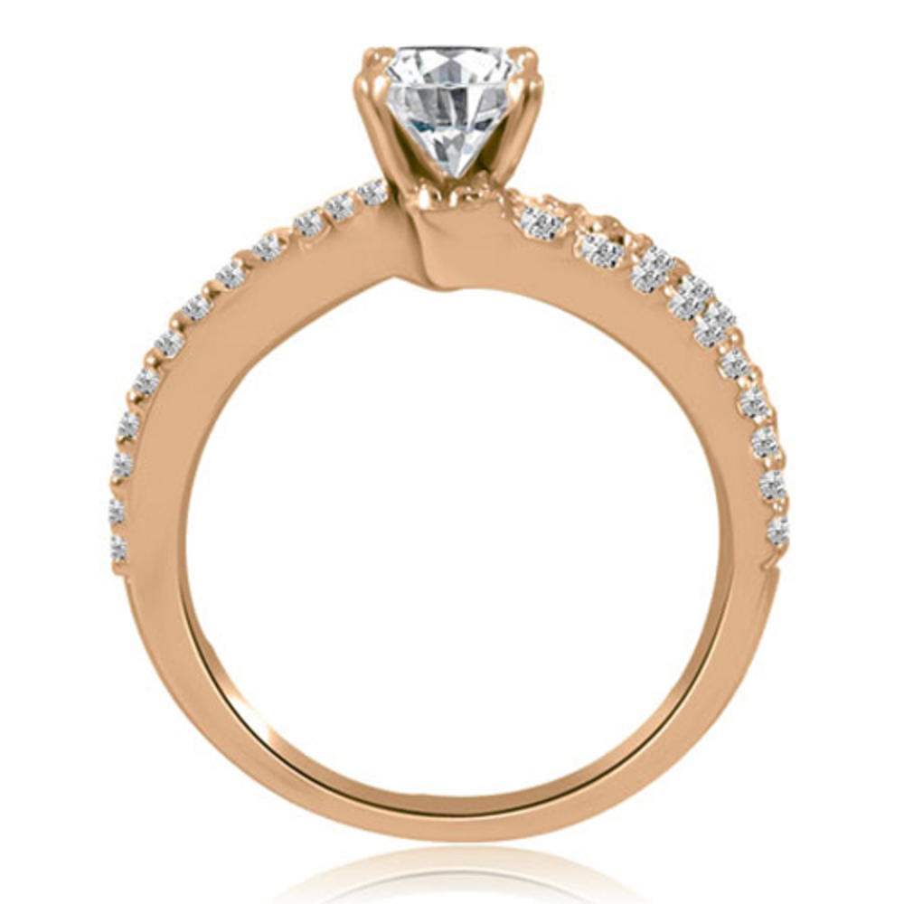 0.88 cttw. 14K Rose Gold Twisted Split Shank Round Cut Diamond Bridal Set (I1, H-I)