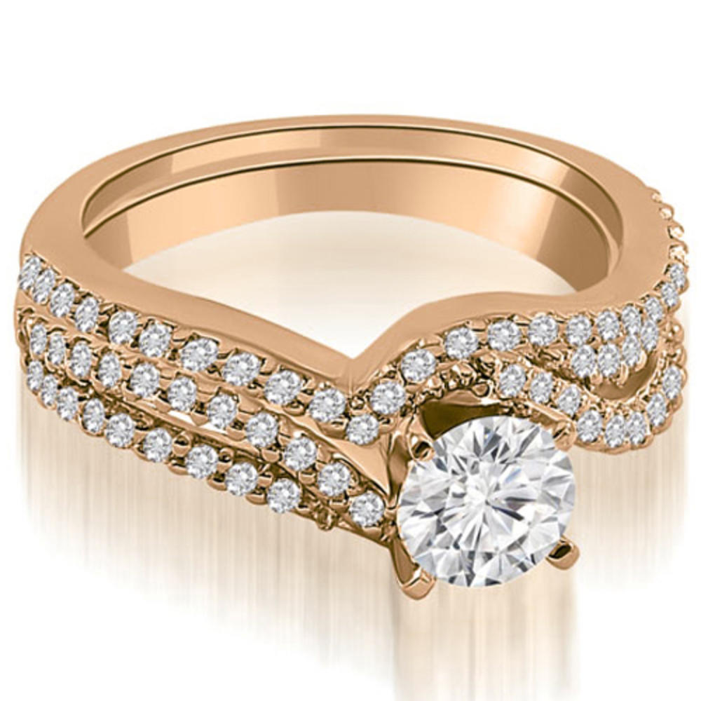 0.88 cttw. 14K Rose Gold Twisted Split Shank Round Cut Diamond Bridal Set (I1, H-I)