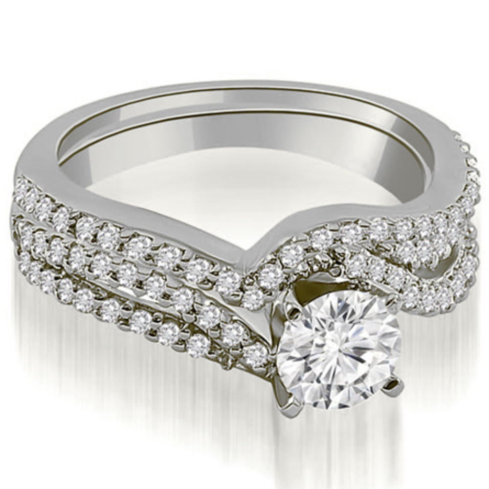 0.98 Cttw Round Cut 14K White Gold Diamond Bridal Set
