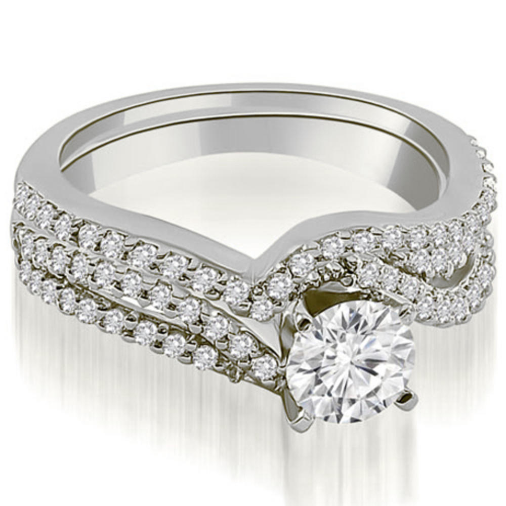 0.98 Cttw. Round Cut 18K White Gold Diamond Bridal Set