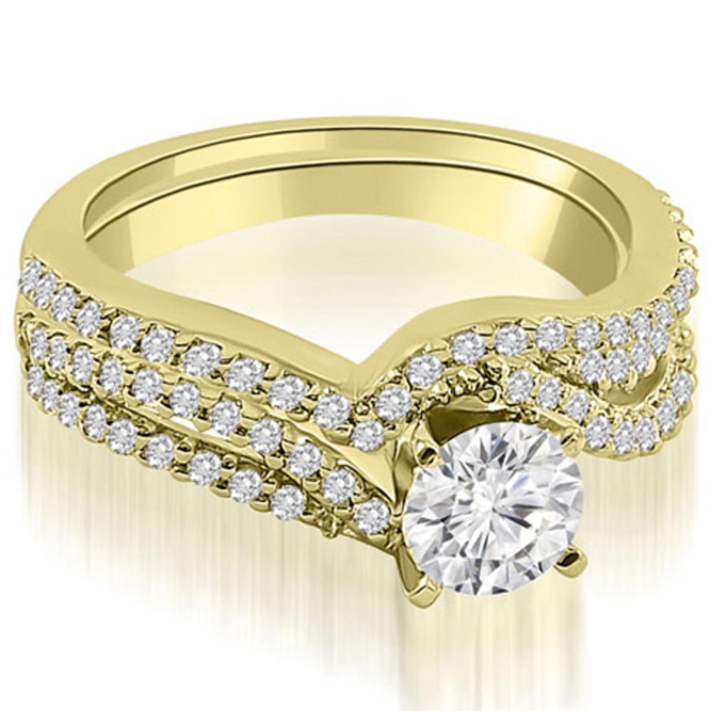 0.88 Round Cut 18K Yellow Gold Diamond Split-Shank Bridal Set