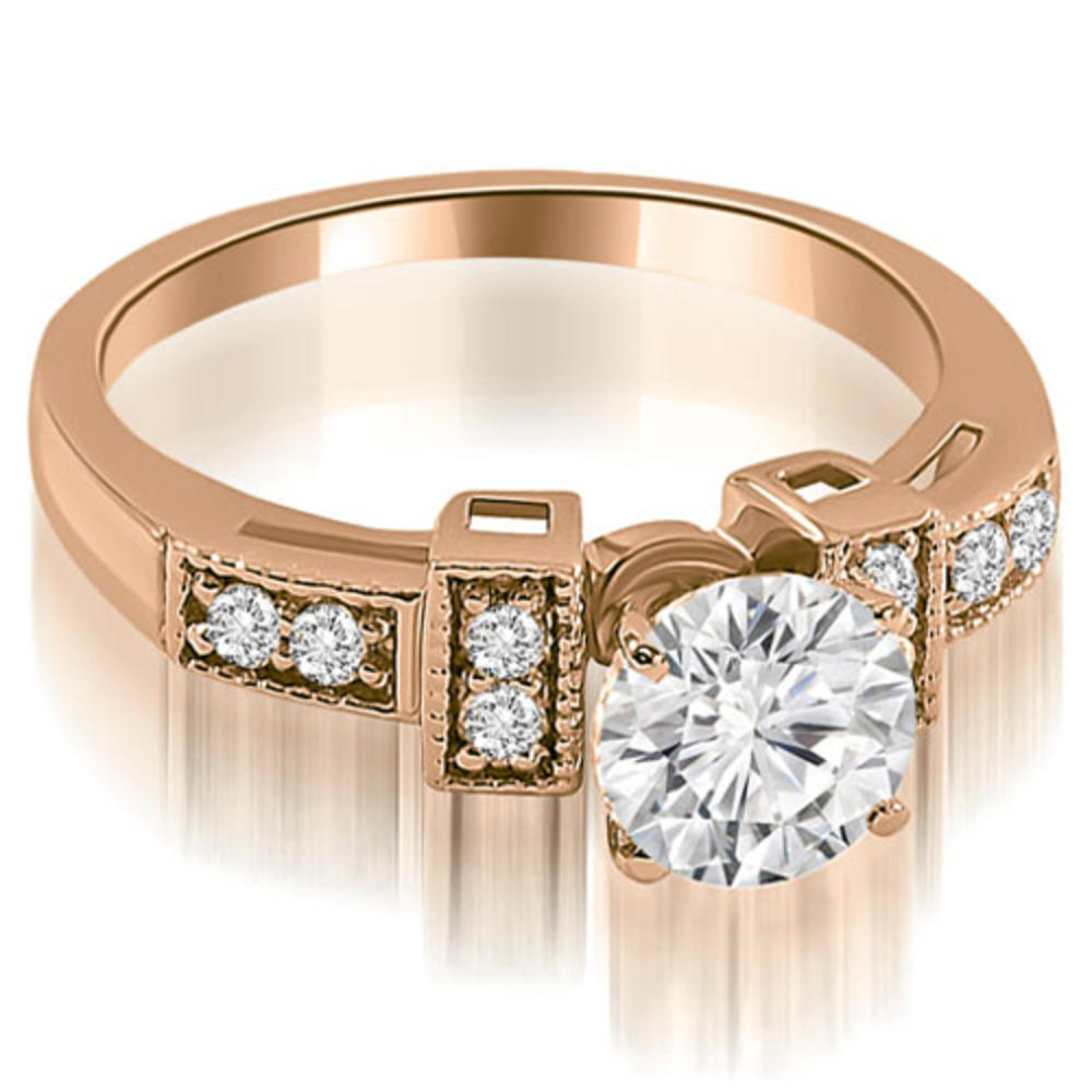 0.65 cttw. 14K Rose Gold Antique Milgrain Round Diamond Bridal Set (I1, H-I)