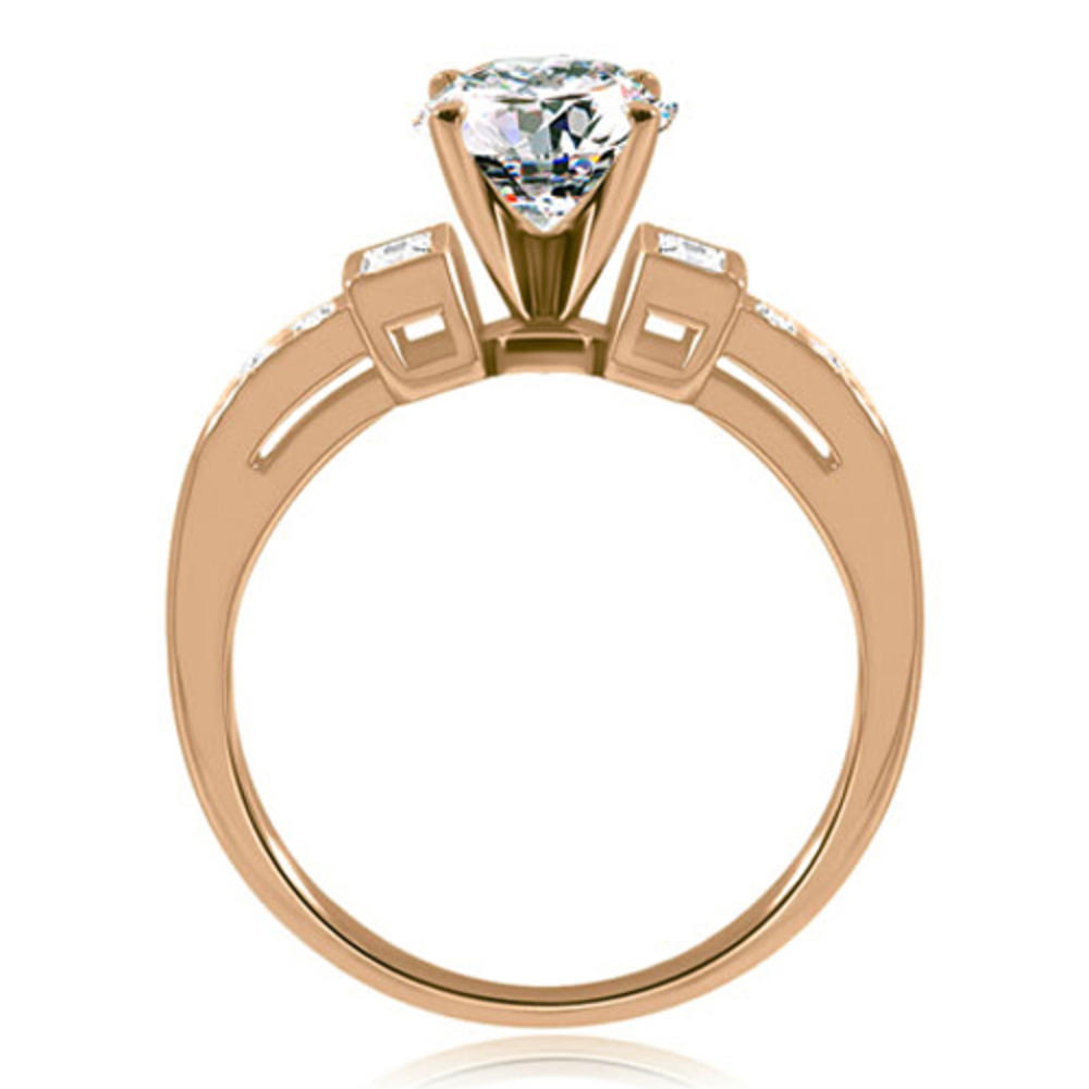 14K Rose Gold 0.50 cttw Antique Style Milgrain Round Diamond Engagement Ring (I1, H-I)