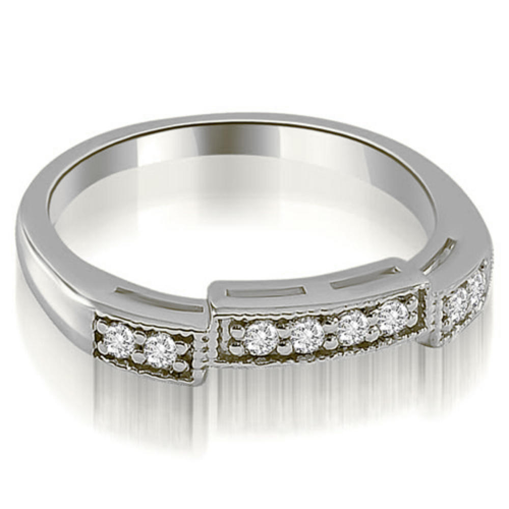 0.75 cttw. 14K White Gold Antique Milgrain Round Diamond Bridal Set (I1, H-I)