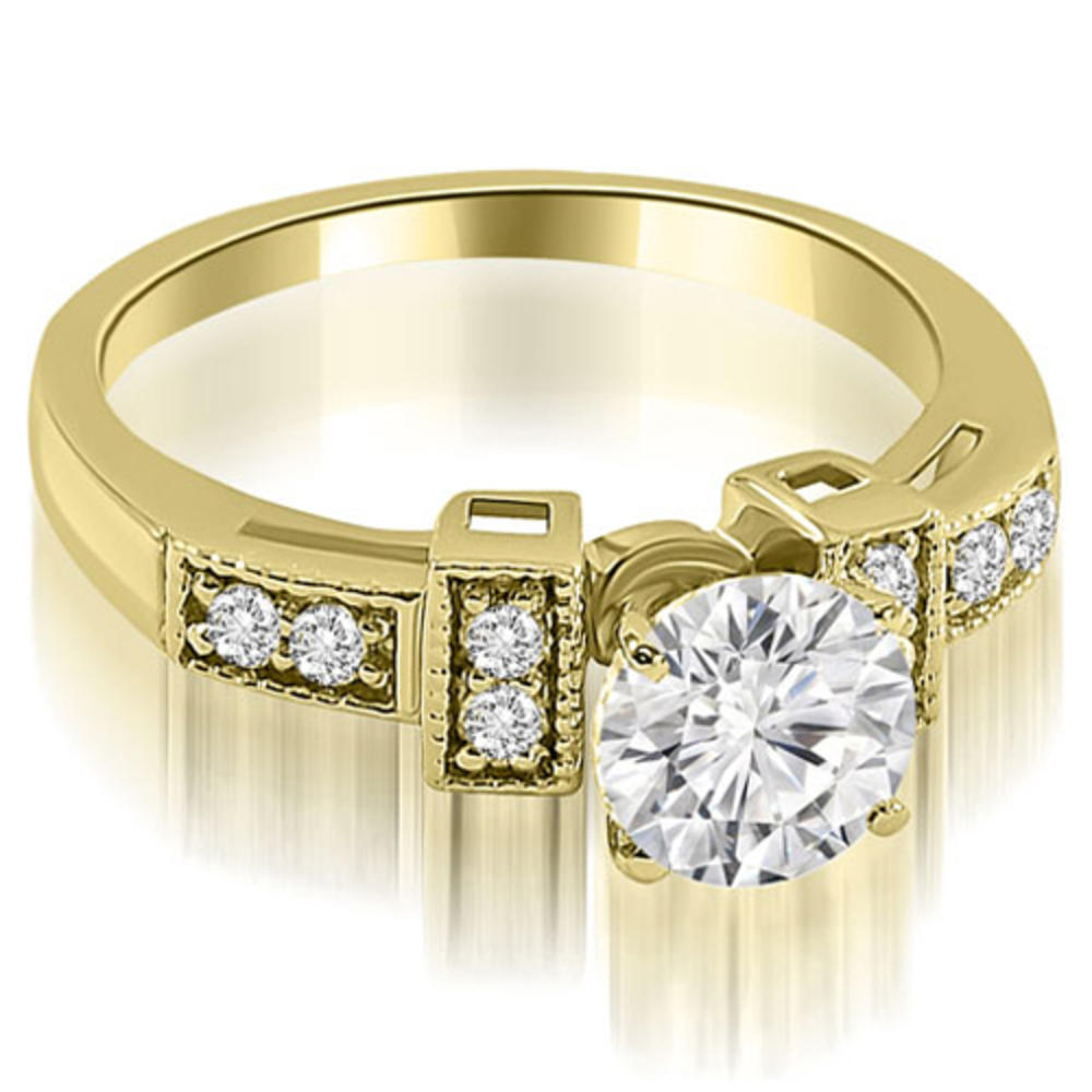 14K Yellow Gold 0.50 cttw  Antique Style Milgrain Round Diamond Engagement Ring (I1, H-I)