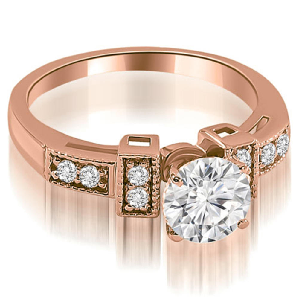 18K Rose Gold 0.50 cttw Antique Style Milgrain Round Diamond Engagement Ring (I1, H-I)