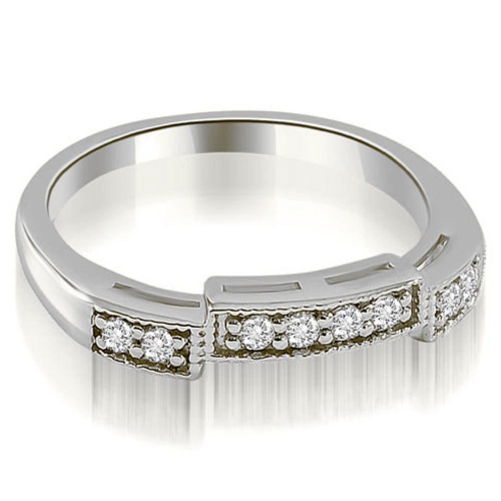 0.65 cttw. 18K White Gold Antique Milgrain Round Diamond Bridal Set (I1, H-I)