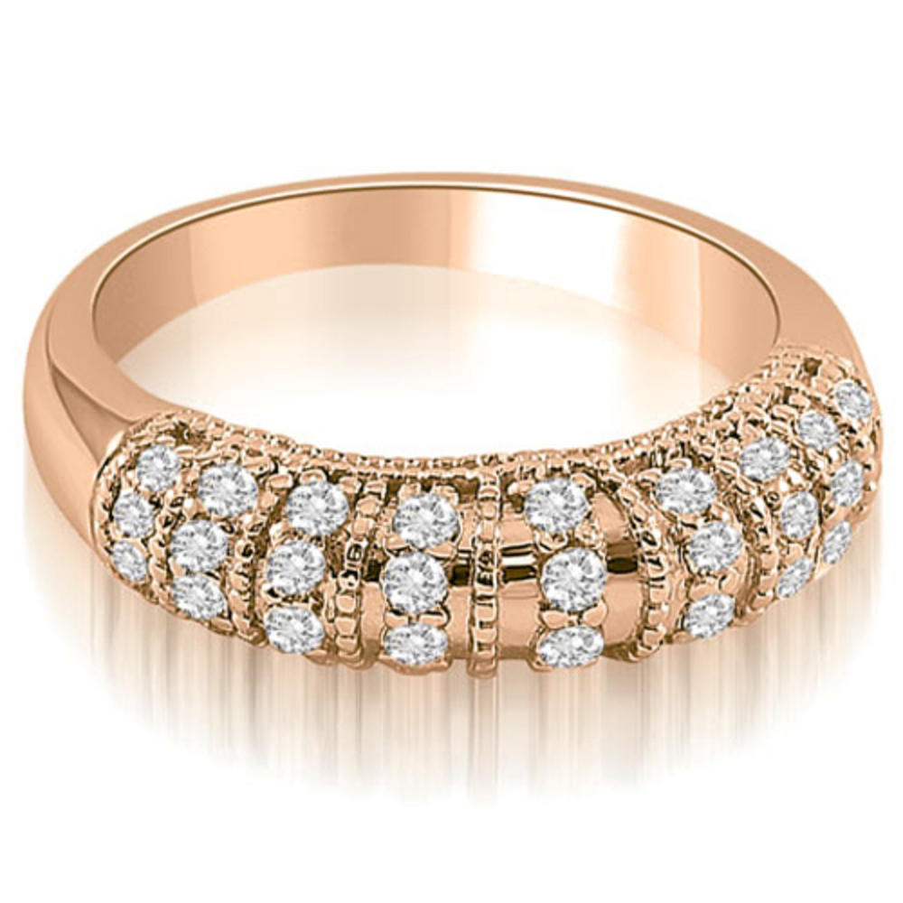 14K Rose Gold 0.45 cttw Antique Style Milgrain Round Cut Diamond Wedding Ring (I1, H-I)