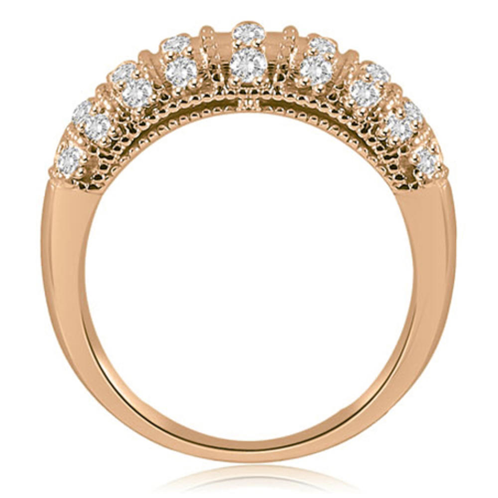 14K Rose Gold 0.45 cttw Antique Style Milgrain Round Cut Diamond Wedding Ring (I1, H-I)