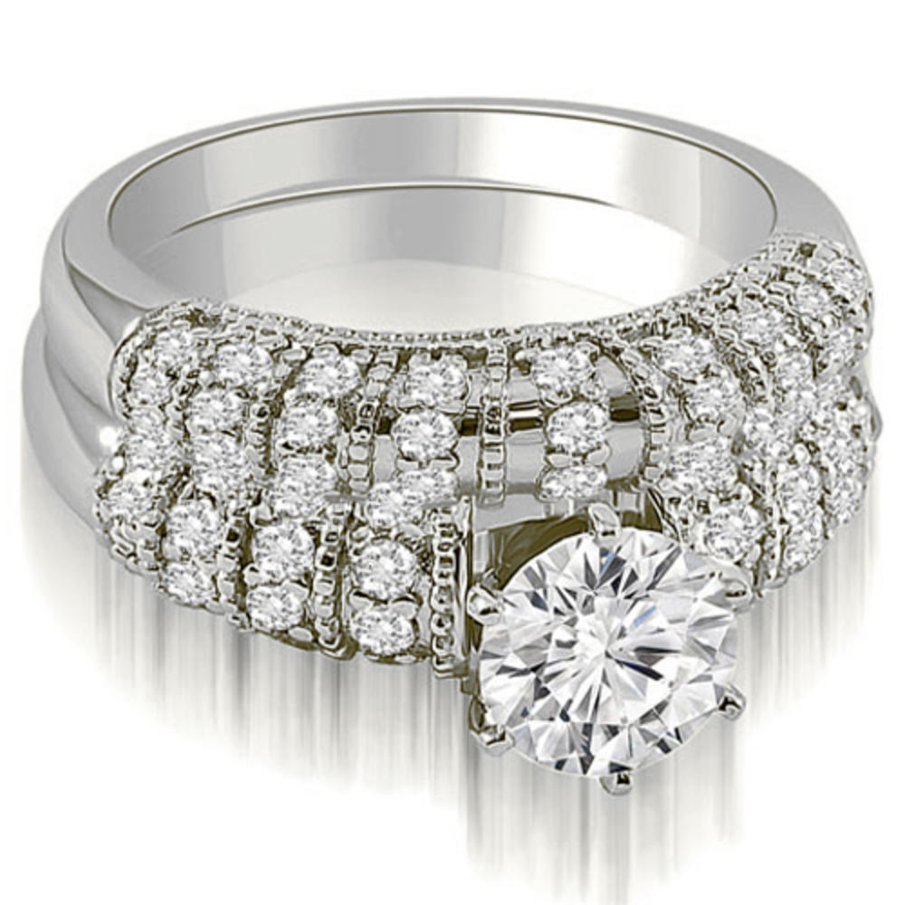 1.35 Cttw Round Cut 14K White Gold Diamond Bridal Set