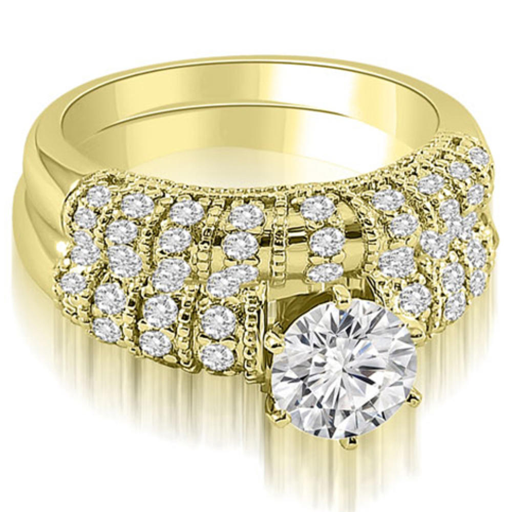 1.60-Cttw Round Cut 14k Yellow Gold Diamond Bridal Set