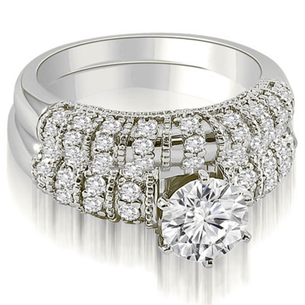 1.60 cttw Round-Cut 18k White Gold Diamond Bridal Set
