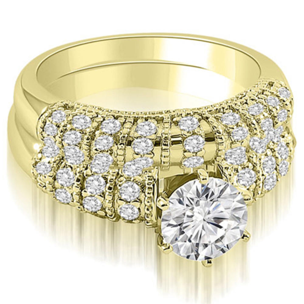 1.60 cttw Round Cut 18k Yellow Gold Diamond Bridal Set