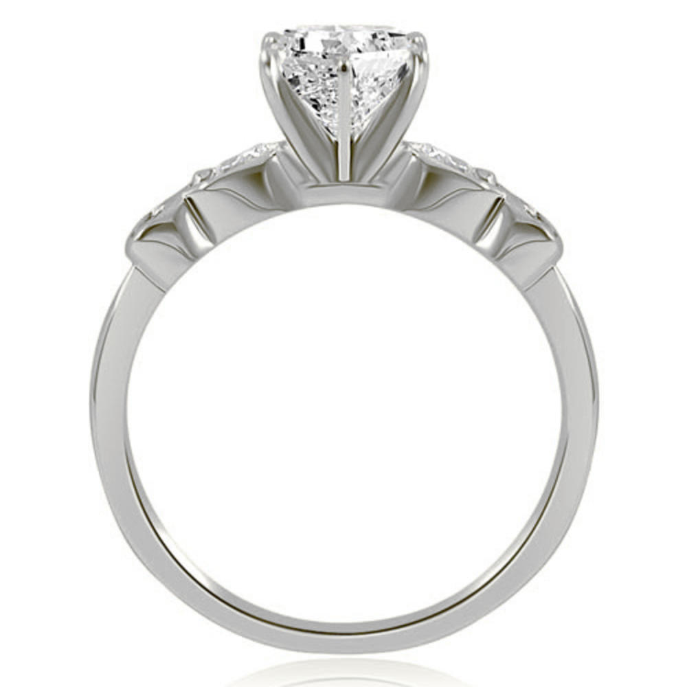 0.82 Cttw Round Cut 14k White Gold Diamond Vintage Bridal Set