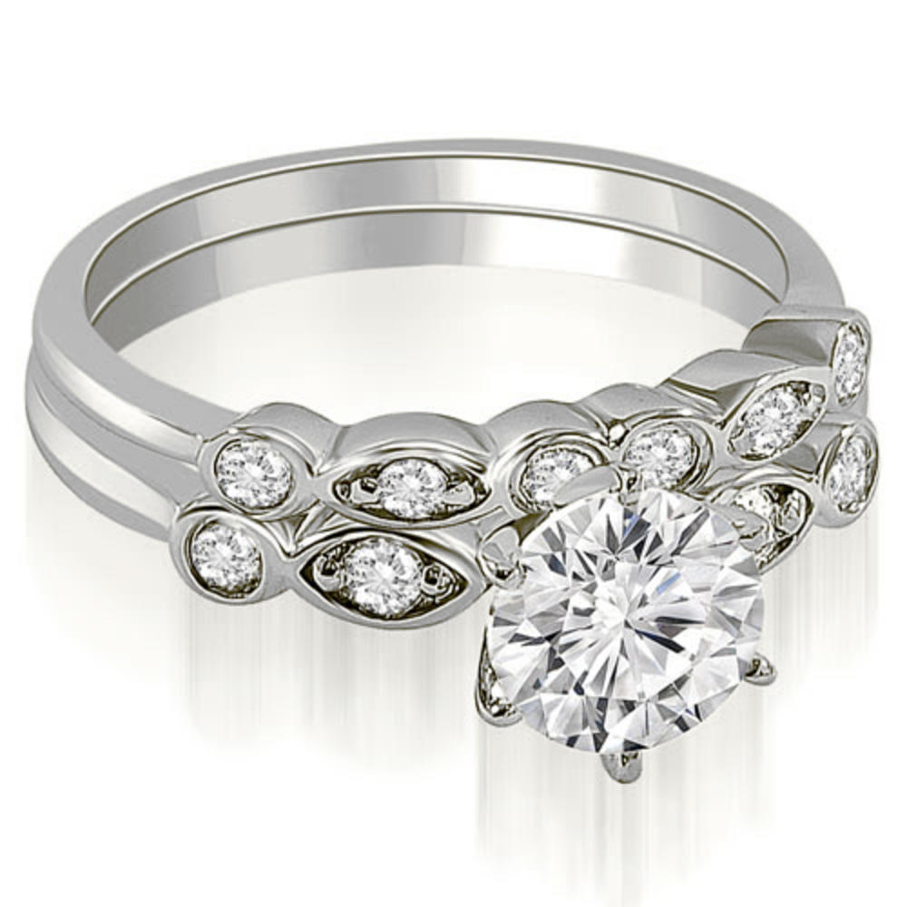 1.07 Cttw Round-Cut 14K White Gold Diamond Bridal Set