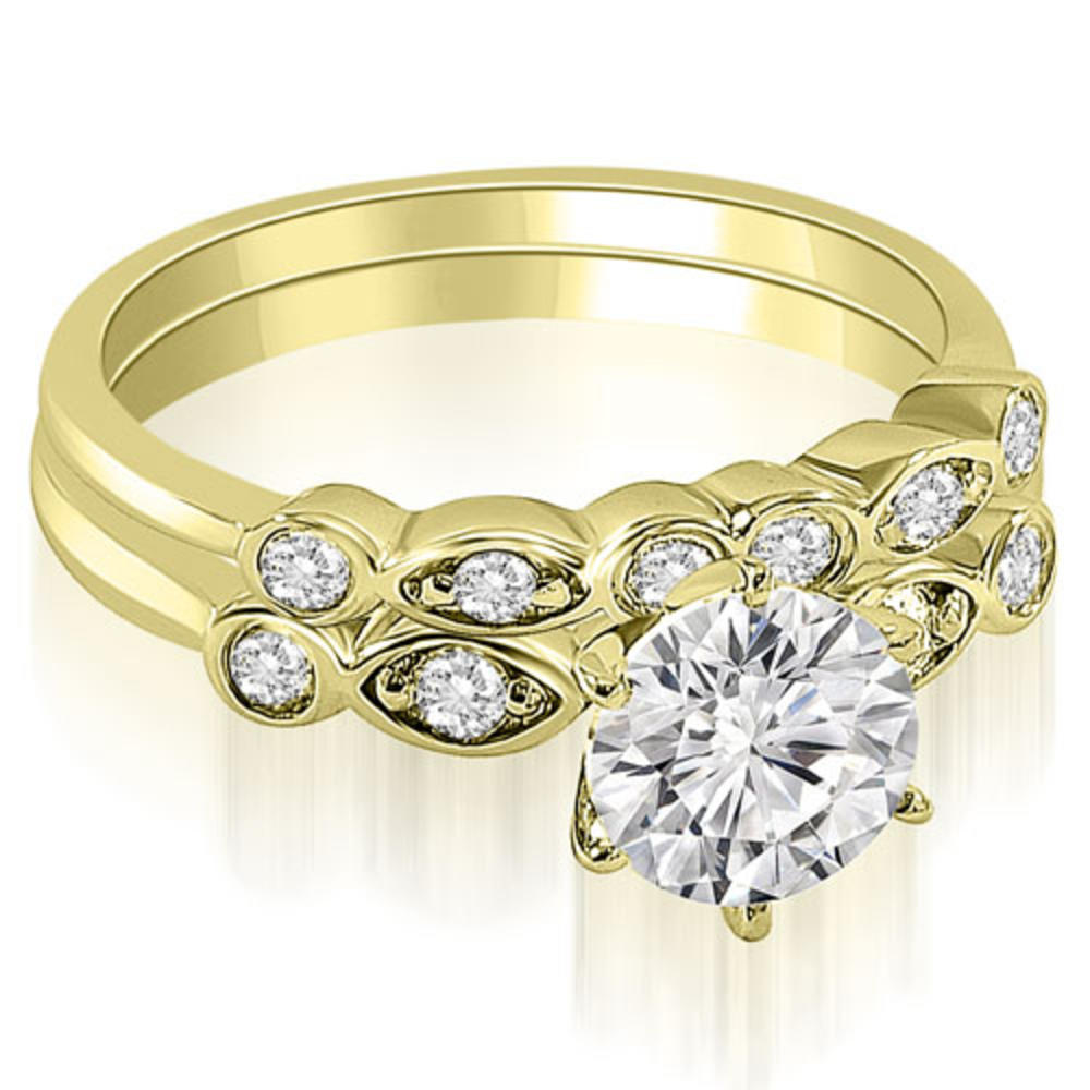 0.82 cttw. 14K Yellow Gold Vintage Round Cut Diamond Bridal Set (I1, H-I)