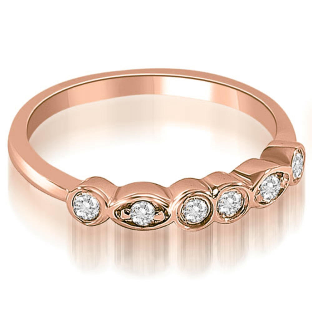 18K Rose Gold 0.20 cttw  Stylish Bezel Round Cut Diamond Wedding Ring (I1, H-I)