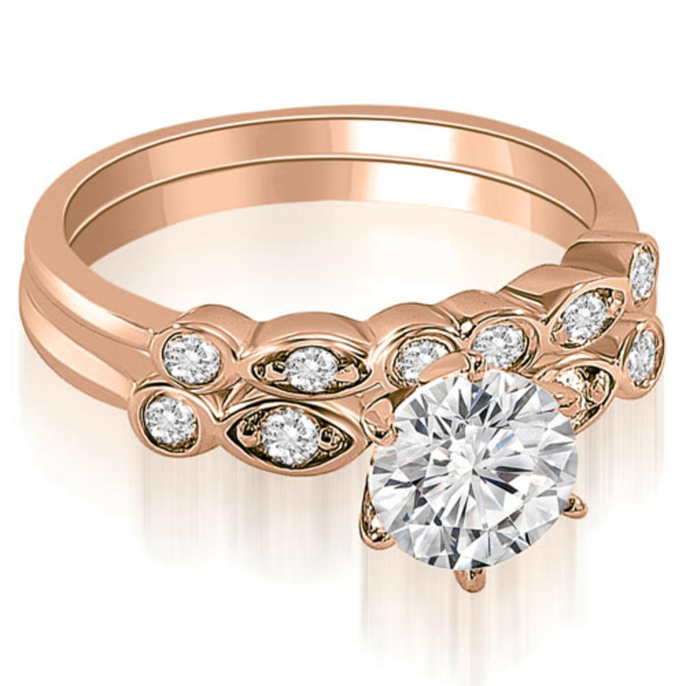 1.32 Cttw Round Cut 18K Rose Gold Diamond Bridal Set