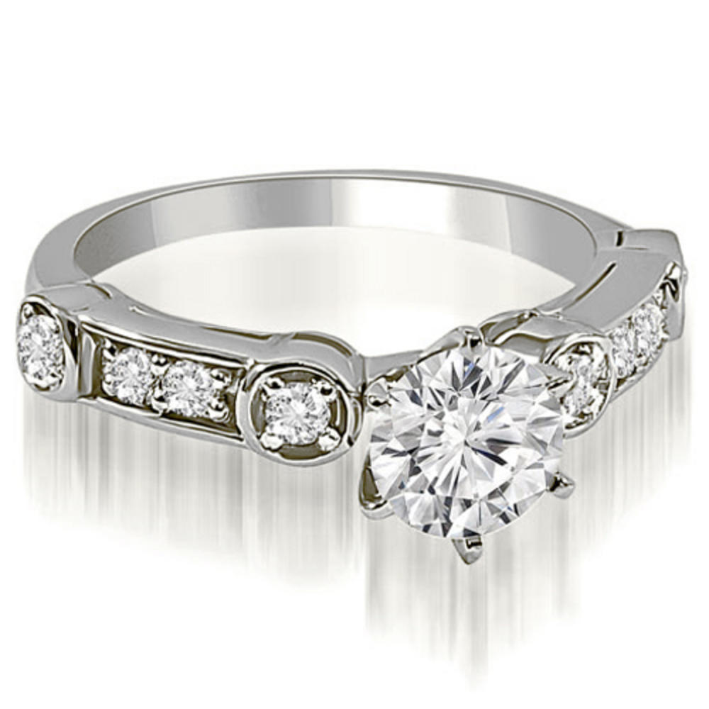 14K White Gold 0.60 cttw. Vintage Style Round Cut Diamond Engagement Ring (I1, H-I)