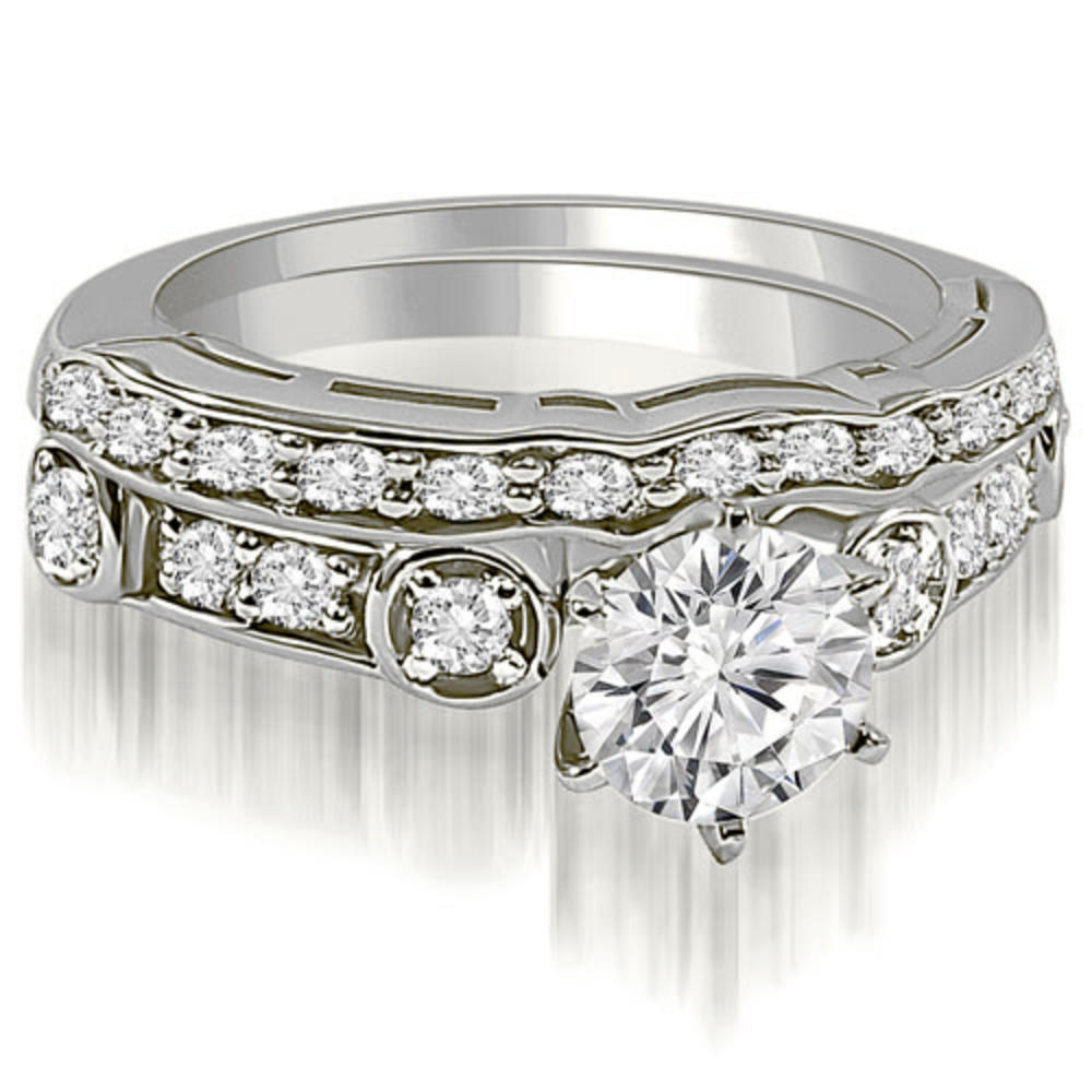 0.85 Cttw Round-Cut 14K White Gold Diamond Bridal Set