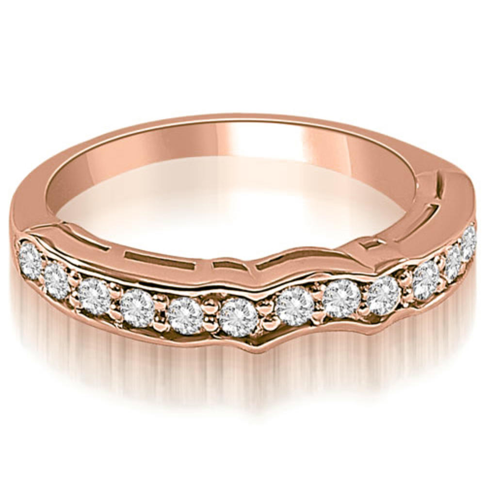 18K Rose Gold 0.25 cttw Curved Round Cut Diamond Wedding Ring (I1, H-I)