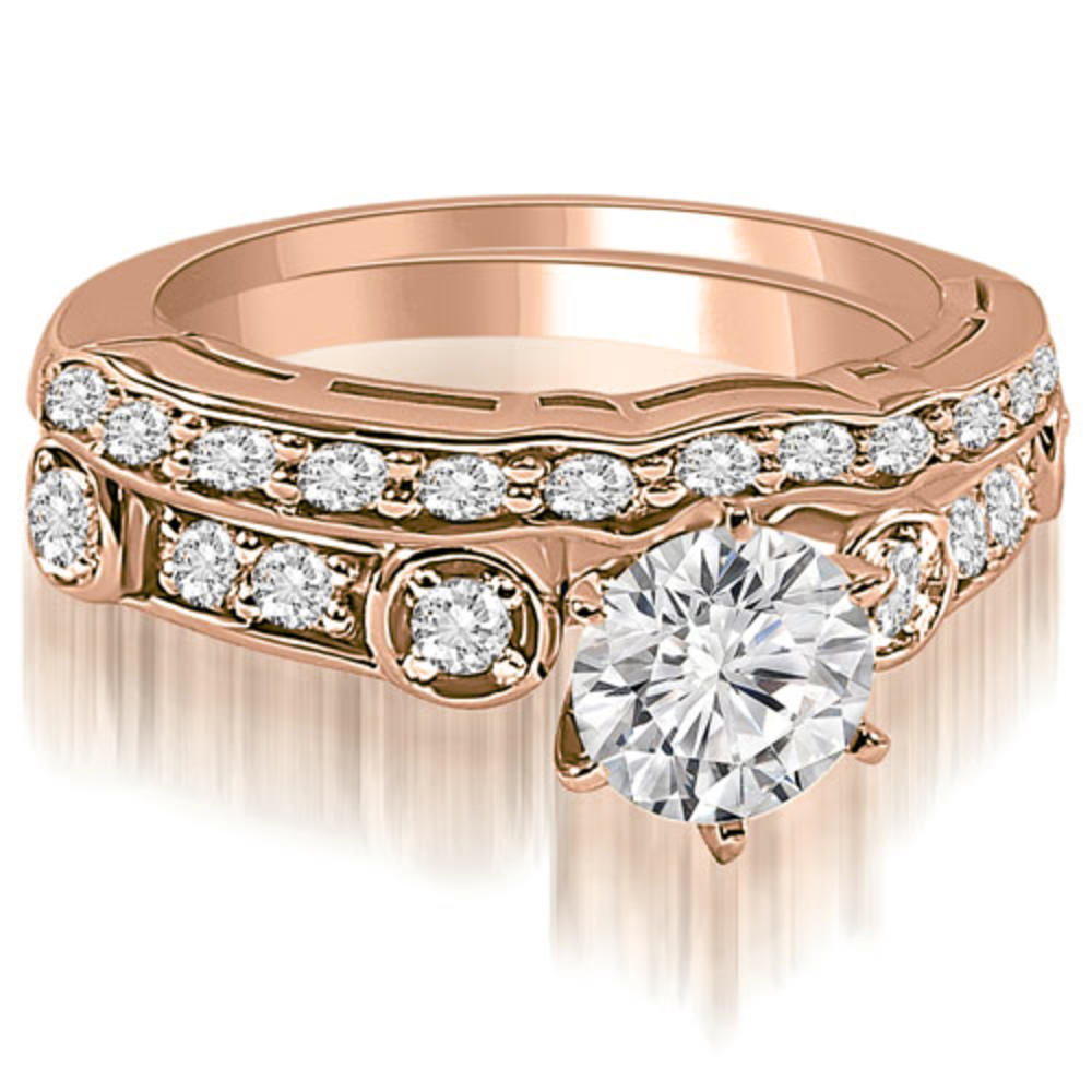 0.85 Cttw Round Cut 18K Rose Gold Diamond Bridal Set