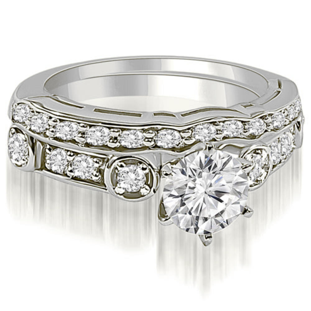 0.85 cttw Round-Cut 18k White Gold Diamond Bridal Set