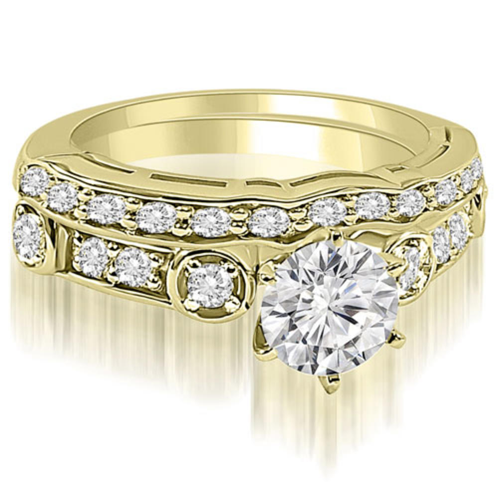0.85 Cttw. Round Cut 18K Yellow Gold Diamond Bridal Set