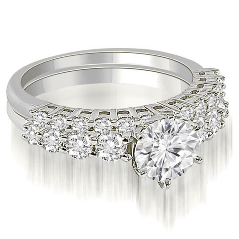 1.25 Cttw Round-Cut 18K White Gold Diamond Bridal Set