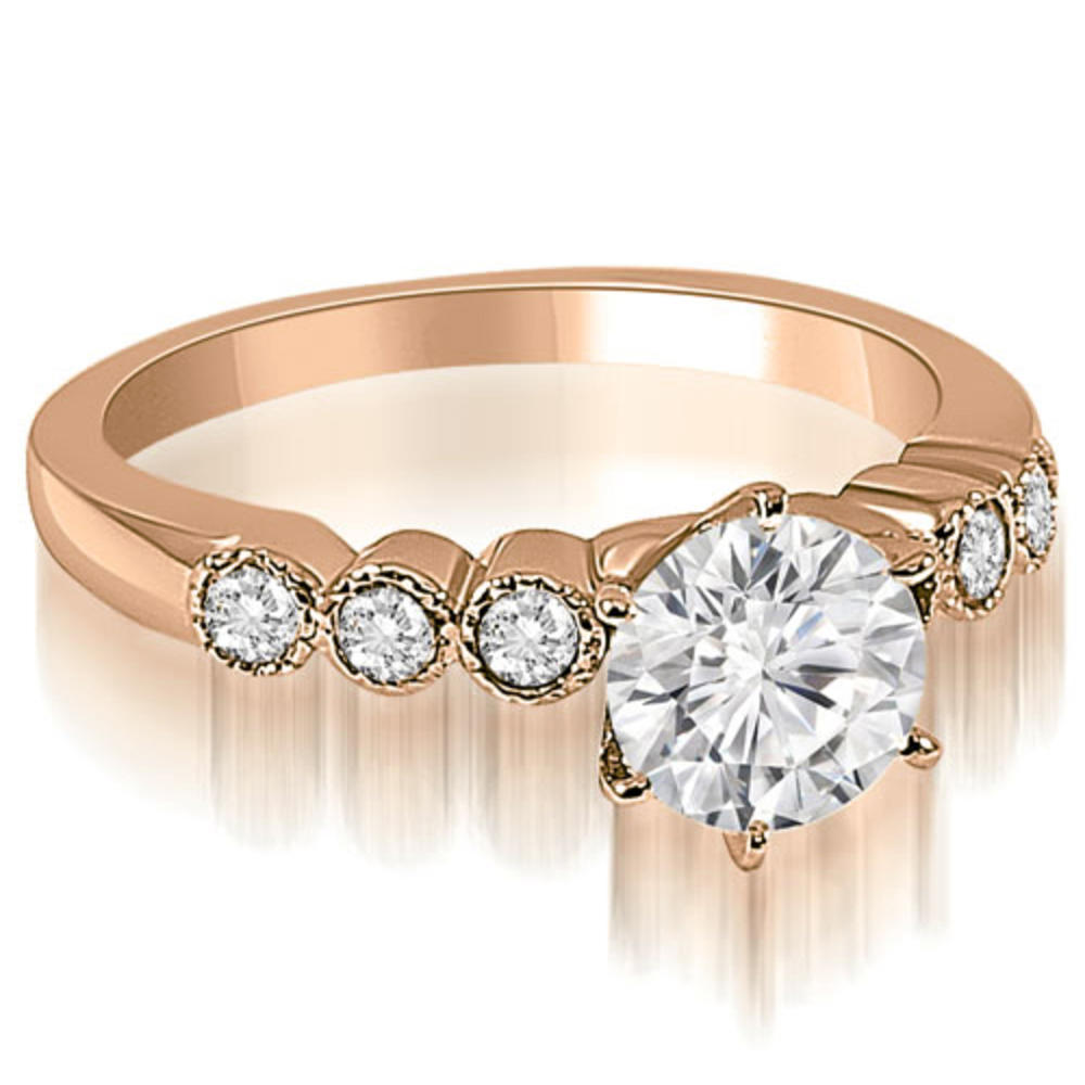 1.16 cttw. 14K Rose Gold Vintage Milgrain Round Cut Diamond Bridal Set (I1, H-I)