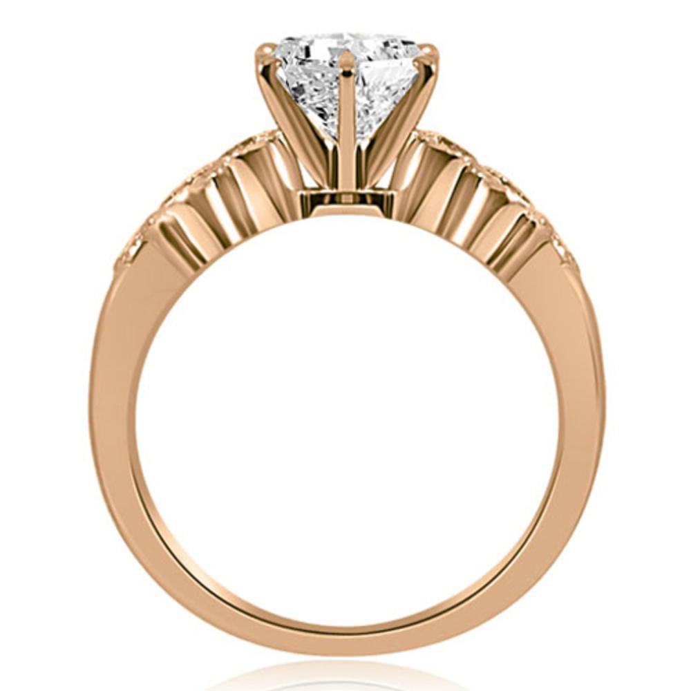 1.41 cttw. 14K Rose Gold Vintage Milgrain Round Cut Diamond Bridal Set (I1, H-I)