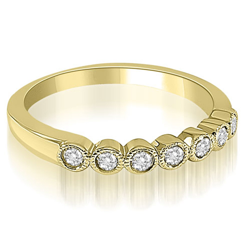 14K Yellow Gold 0.21 cttw  Antique Milgrain Bezel Round Cut Diamond Wedding Ring (I1, H-I)