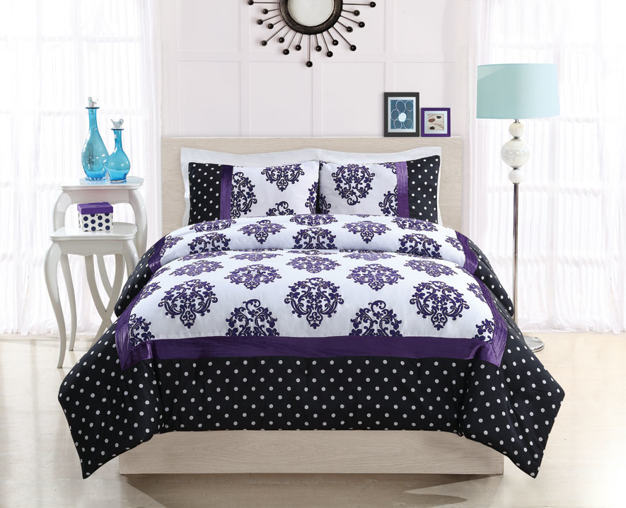 Franchesca Purple Dot Twin Comforter with Sham
