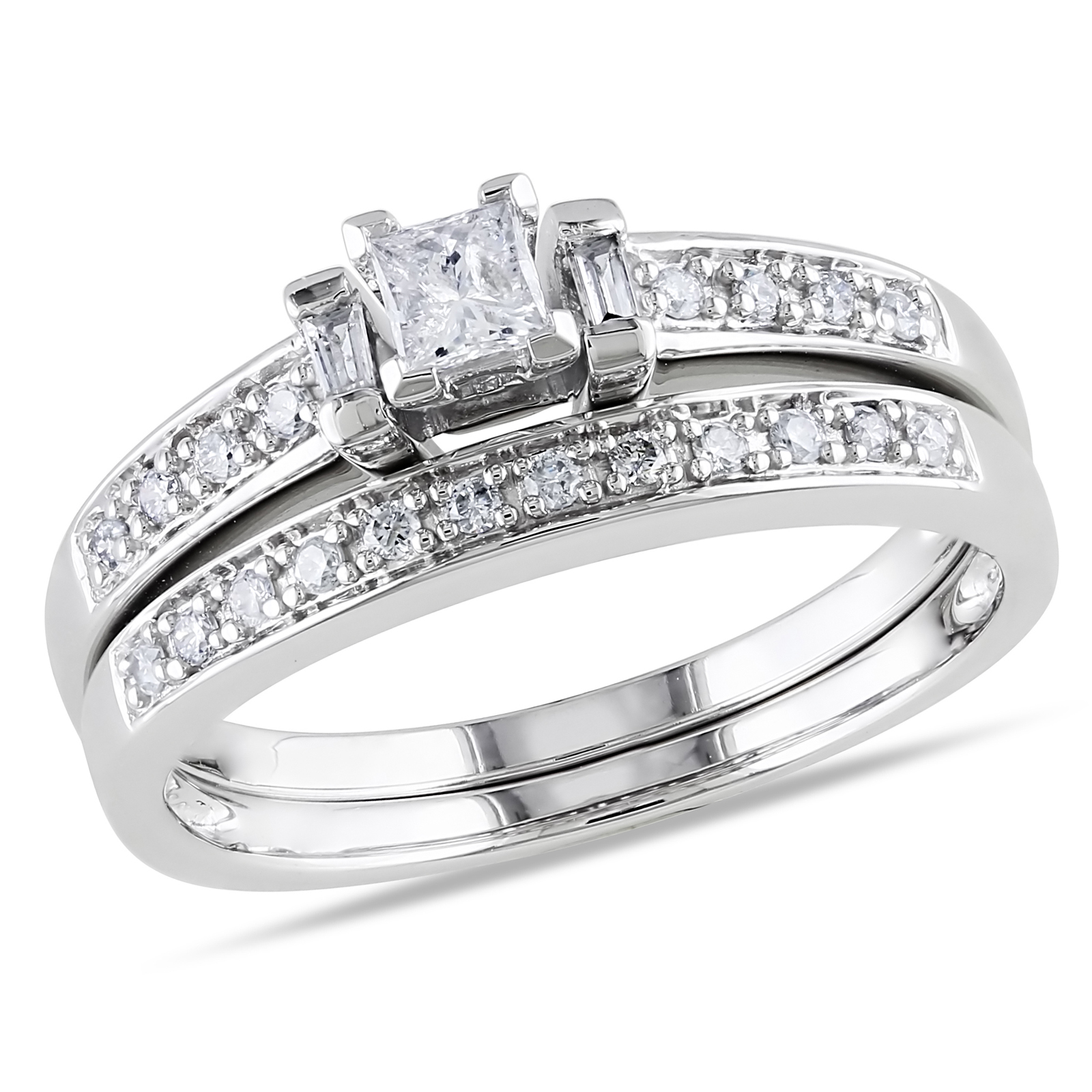 1/3 CTTW Bridal Ring Set in 10k White Gold