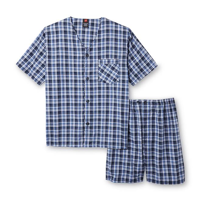 Hanes Men's Pajama Top & Shorts Plaid
