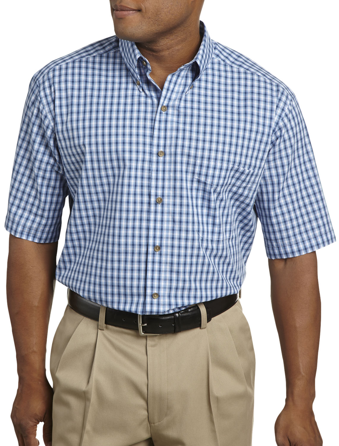 Harbor Bay Short-Sleeve Easy-Care Plaid Sport Shirt