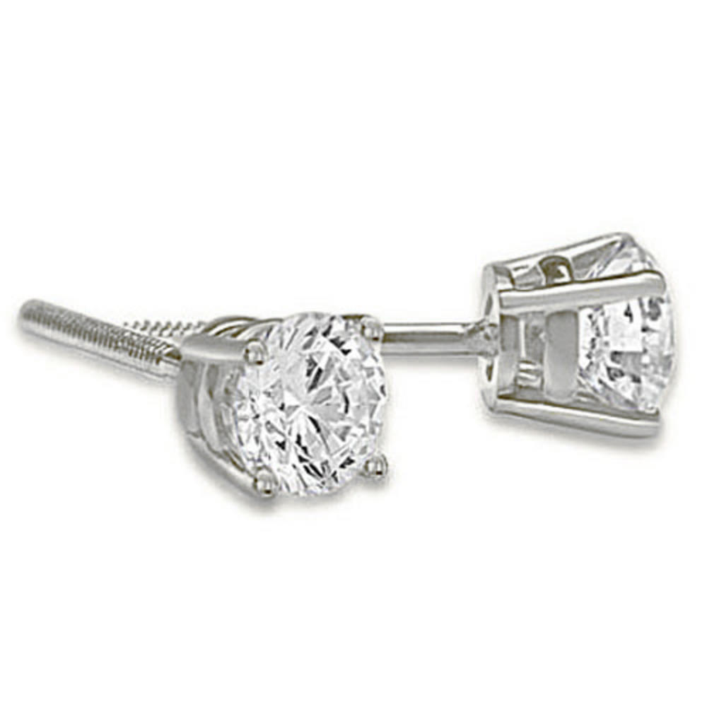 1.00 cttw. 14K White Gold Round Cut Diamond 4-Prong Basket Stud Earrings (SI2, H-I)