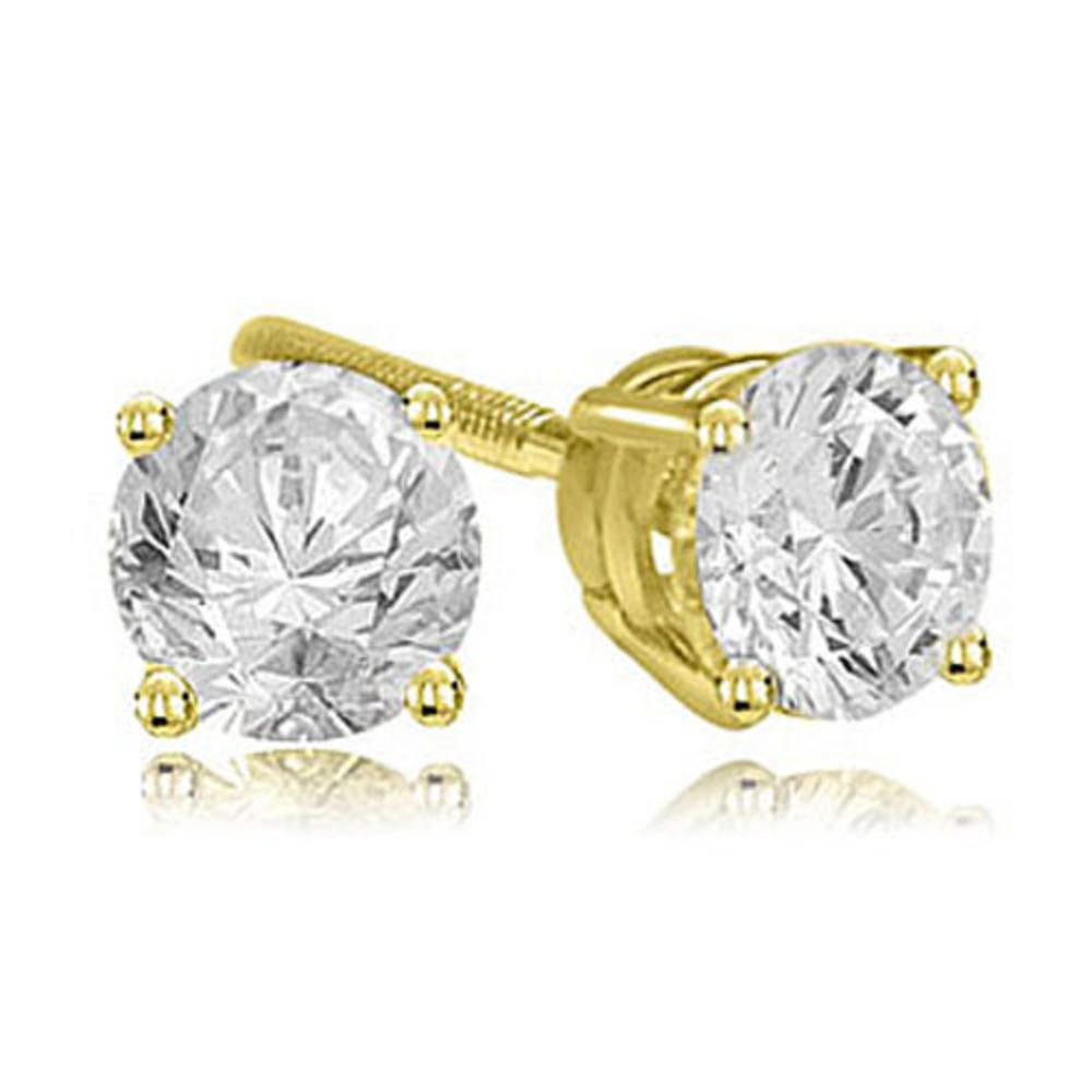 0.50 cttw. 14K Yellow Gold Round Cut Diamond 4-Prong Basket Stud Earrings (SI2, H-I)