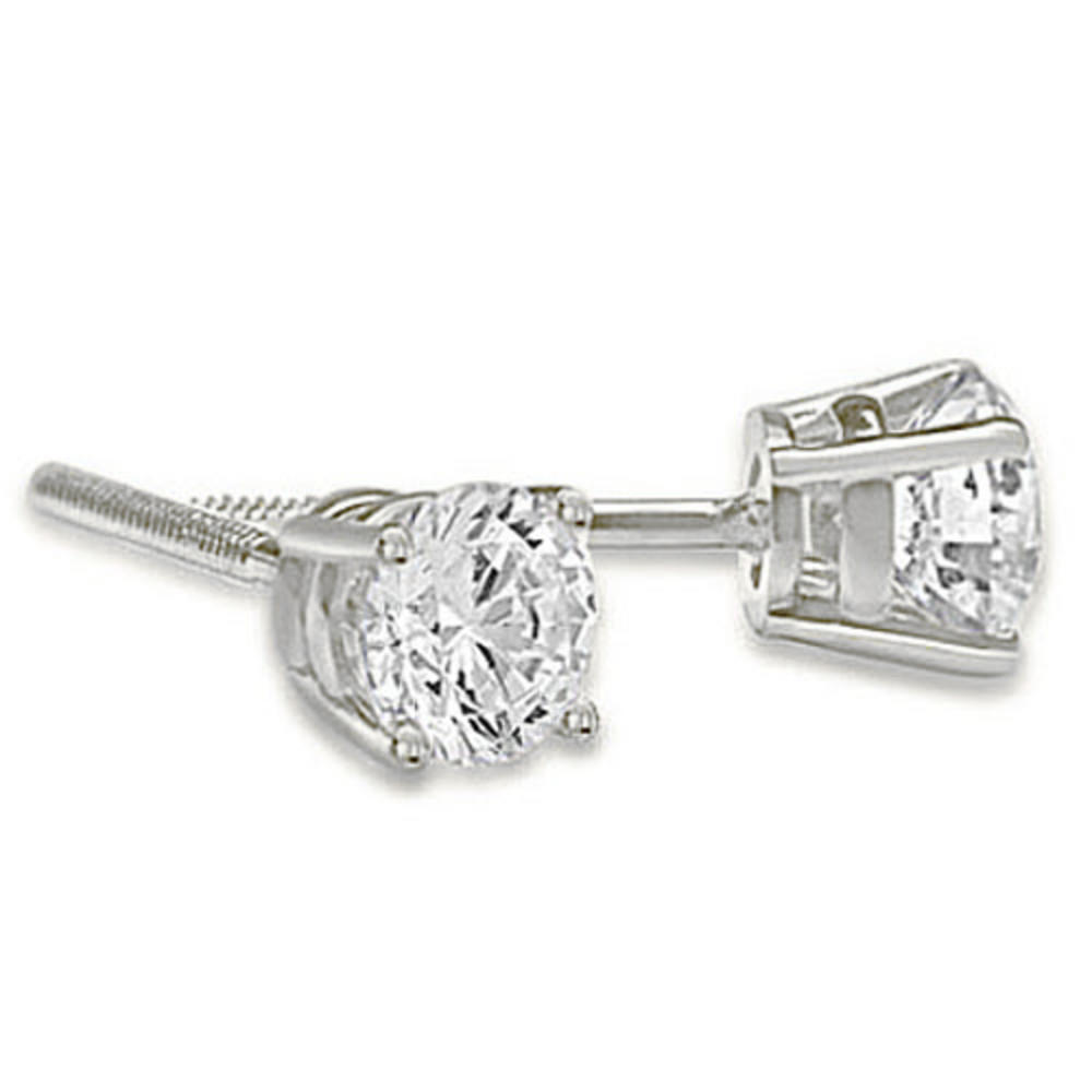 1.00 cttw. 18K White Gold Round Cut Diamond 4-Prong Basket Stud Earrings (VS2, G-H)