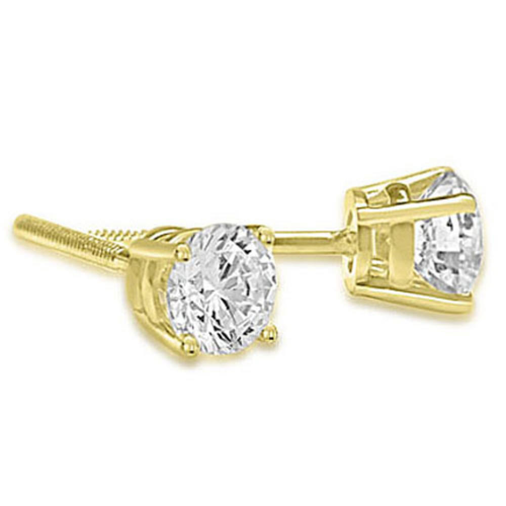 1.00 cttw. 18K Yellow Gold Round Cut Diamond 4-Prong Basket Stud Earrings (VS2, G-H)