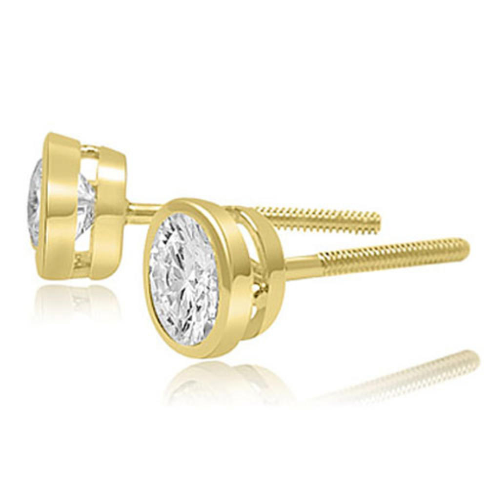 0.35 cttw. 18K Yellow Gold Round Cut Diamond Bezel Stud Earrings (I1, H-I)