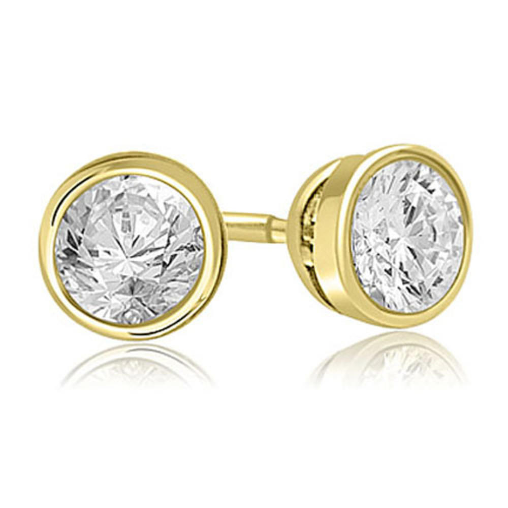 1.00 cttw. 18K Yellow Gold Round Cut Diamond Bezel Stud Earrings (I1, H-I)